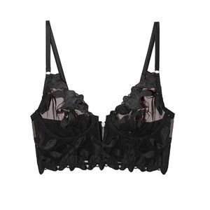 Fleur du Mal Lily Embroidery Longline Demi Bra NWT